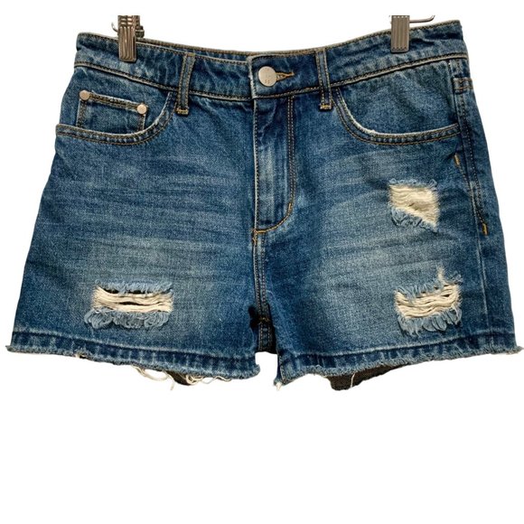 Guilded Intent Pants - Guilded Intent Buckle High Rise Short Size 26 Distressed Blue Skinny Denim